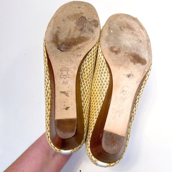 Tory Burch Catherine Cap Toe Raffia Wedge, Size 7 - Picture 8 of 10